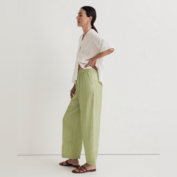 Madewell Crinkled Crepe Straight-Leg Crop Pants Green Size Medium - Picture 5 of 11